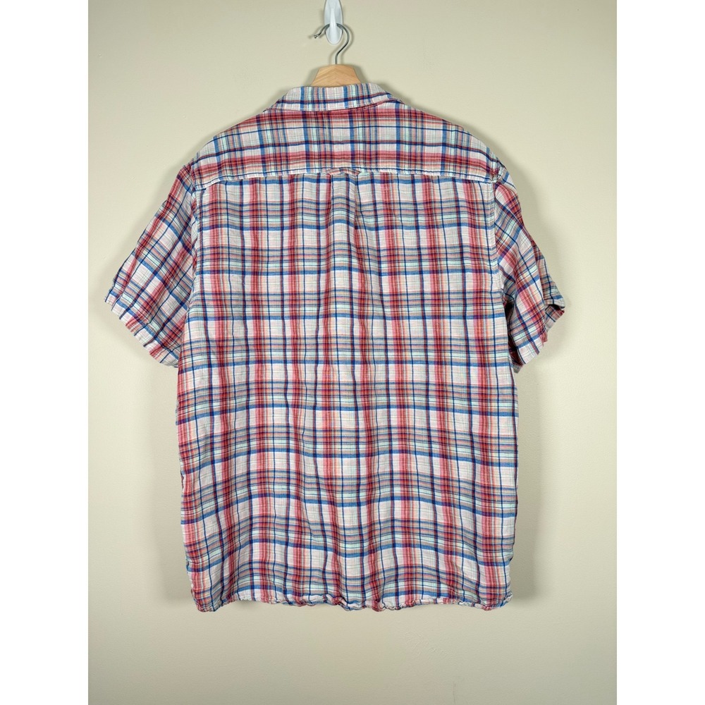 Tommy Bahama Mens Short Sleeve Plaid Button Down Shirt Red Blue White XL - Picture 5 of 10